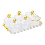 Maxbell Dried Fruit Snack Serving Plate Candy Nuts Dish with Lid for Party Appetizer cleat