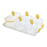 Maxbell Dried Fruit Snack Serving Plate Candy Nuts Dish with Lid for Party Appetizer cleat