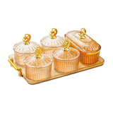 Maxbell Dried Fruit Snack Serving Plate Candy Nuts Dish with Lid for Party Appetizer amber
