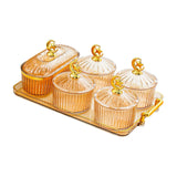 Maxbell Dried Fruit Snack Serving Plate Candy Nuts Dish with Lid for Party Appetizer amber