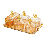 Maxbell Dried Fruit Snack Serving Plate Candy Nuts Dish with Lid for Party Appetizer amber