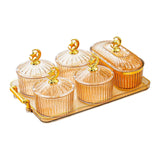 Maxbell Dried Fruit Snack Serving Plate Candy Nuts Dish with Lid for Party Appetizer amber