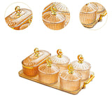 Maxbell Dried Fruit Snack Serving Plate Candy Nuts Dish with Lid for Party Appetizer amber
