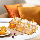Maxbell Dried Fruit Snack Serving Plate Candy Nuts Dish with Lid for Party Appetizer amber