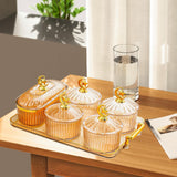 Maxbell Dried Fruit Snack Serving Plate Candy Nuts Dish with Lid for Party Appetizer amber