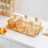 Maxbell Dried Fruit Snack Serving Plate Candy Nuts Dish with Lid for Party Appetizer amber