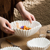 Maxbell Ceramic Ruffle Decorative Bowl Serving Bowl for Wedding Living Room Entryway Matte white