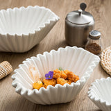Maxbell Ceramic Ruffle Decorative Bowl Serving Bowl for Wedding Living Room Entryway Matte white