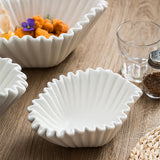 Maxbell Ceramic Ruffle Decorative Bowl Serving Bowl for Wedding Living Room Entryway Matte white