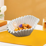 Maxbell Ceramic Ruffle Decorative Bowl Serving Bowl for Wedding Living Room Entryway Matte white