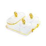 Maxbell Dried Fruit Plate Appetizer Serving Tray for Living Room Holiday Dining Room 4 grid clear