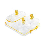 Maxbell Dried Fruit Plate Appetizer Serving Tray for Living Room Holiday Dining Room 4 grid clear