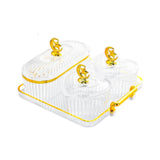 Maxbell Dried Fruit Plate Appetizer Serving Tray for Living Room Holiday Dining Room 4 grid clear