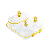 Maxbell Dried Fruit Plate Appetizer Serving Tray for Living Room Holiday Dining Room 4 grid clear