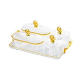 Maxbell Dried Fruit Plate Appetizer Serving Tray for Living Room Holiday Dining Room 6 grid clear
