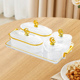 Maxbell Dried Fruit Plate Appetizer Serving Tray for Living Room Holiday Dining Room 6 grid clear