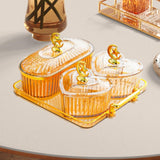 Maxbell Dried Fruit Plate Appetizer Serving Tray for Living Room Holiday Dining Room 4 grid amber