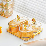 Maxbell Dried Fruit Plate Appetizer Serving Tray for Living Room Holiday Dining Room 4 grid amber