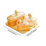Maxbell Dried Fruit Plate Appetizer Serving Tray for Living Room Holiday Dining Room 4 grid amber