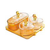 Maxbell Dried Fruit Plate Appetizer Serving Tray for Living Room Holiday Dining Room 4 grid amber