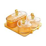 Maxbell Dried Fruit Plate Appetizer Serving Tray for Living Room Holiday Dining Room 4 grid amber