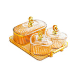 Maxbell Dried Fruit Plate Appetizer Serving Tray for Living Room Holiday Dining Room 4 grid amber
