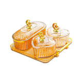 Maxbell Dried Fruit Plate Appetizer Serving Tray for Living Room Holiday Dining Room 4 grid amber