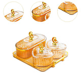 Maxbell Dried Fruit Plate Appetizer Serving Tray for Living Room Holiday Dining Room 4 grid amber