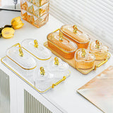 Maxbell Dried Fruit Plate Appetizer Serving Tray for Living Room Holiday Dining Room 4 grid amber
