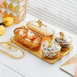 Maxbell Dried Fruit Plate Appetizer Serving Tray for Living Room Holiday Dining Room 4 grid amber