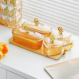 Maxbell Dried Fruit Plate Appetizer Serving Tray for Living Room Holiday Dining Room 4 grid amber