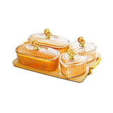 Maxbell Dried Fruit Plate Appetizer Serving Tray for Living Room Holiday Dining Room 6 grid amber