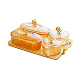 Maxbell Dried Fruit Plate Appetizer Serving Tray for Living Room Holiday Dining Room 6 grid amber