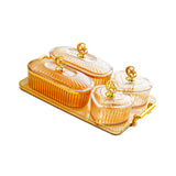 Maxbell Dried Fruit Plate Appetizer Serving Tray for Living Room Holiday Dining Room 6 grid amber