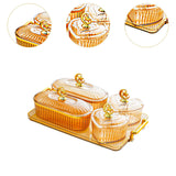 Maxbell Dried Fruit Plate Appetizer Serving Tray for Living Room Holiday Dining Room 6 grid amber