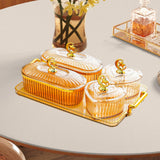 Maxbell Dried Fruit Plate Appetizer Serving Tray for Living Room Holiday Dining Room 6 grid amber