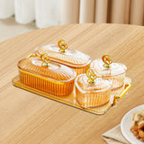Maxbell Dried Fruit Plate Appetizer Serving Tray for Living Room Holiday Dining Room 6 grid amber