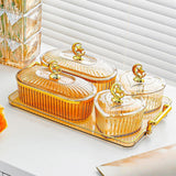 Maxbell Dried Fruit Plate Appetizer Serving Tray for Living Room Holiday Dining Room 6 grid amber