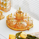 Maxbell Dried Fruit Plate Appetizer Serving Tray for Living Room Holiday Dining Room Round amber