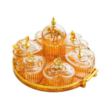 Maxbell Dried Fruit Plate Appetizer Serving Tray for Living Room Holiday Dining Room Round amber