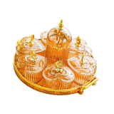 Maxbell Dried Fruit Plate Appetizer Serving Tray for Living Room Holiday Dining Room Round amber