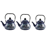 Maxbell Enamel Tea Kettle Sturdy Blue Floral Enamel Pot for Restaurant Party 1.5L