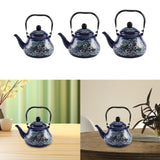 Maxbell Enamel Tea Kettle Sturdy Blue Floral Enamel Pot for Restaurant Party 1.5L