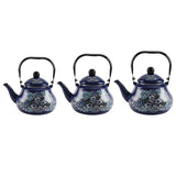 Maxbell Enamel Tea Kettle Sturdy Blue Floral Enamel Pot for Restaurant Party 1.5L