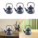 Maxbell Enamel Tea Kettle Sturdy Blue Floral Enamel Pot for Restaurant Party 1.5L