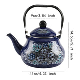 Maxbell Enamel Tea Kettle Sturdy Blue Floral Enamel Pot for Restaurant Party 1.5L