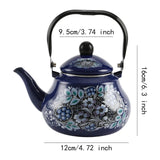 Maxbell Enamel Tea Kettle Sturdy Blue Floral Enamel Pot for Restaurant Party 2.0L