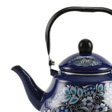 Maxbell Enamel Tea Kettle Sturdy Blue Floral Enamel Pot for Restaurant Party 2.0L