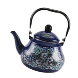 Maxbell Enamel Tea Kettle Sturdy Blue Floral Enamel Pot for Restaurant Party 2.5L