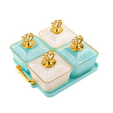 Maxbell Divided Fruit Tray Platter Candy Nut Serving Container for Living Room Fruit 2 Green 2 White